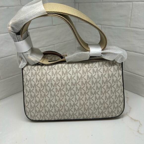 Michael Kors White/Tan Jet Set Logo Crossbody Bag Case for Apple AirPods Pro - Picture 10 of 13